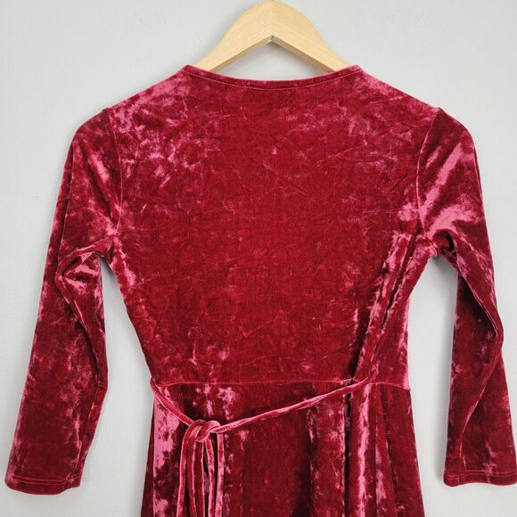 Lulu’s Shine Of Your Life Wine Red Crushed Velvet Wrap Dress 3/4 Sleeve size XS - Picture 5 of 12